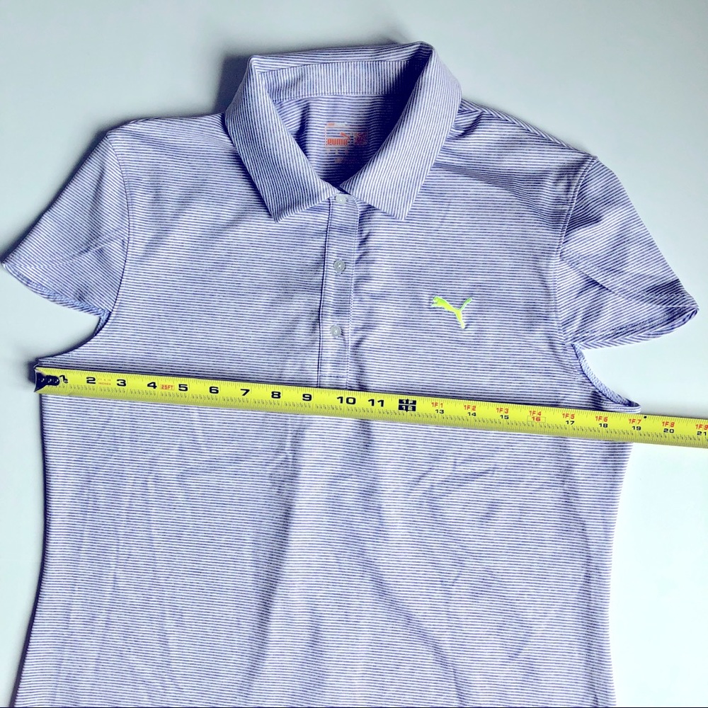 PUMA Golf Polo Dry Cell Micro Strip Active Tee Shirt Purple Large Women’s - Picture 11 of 16
